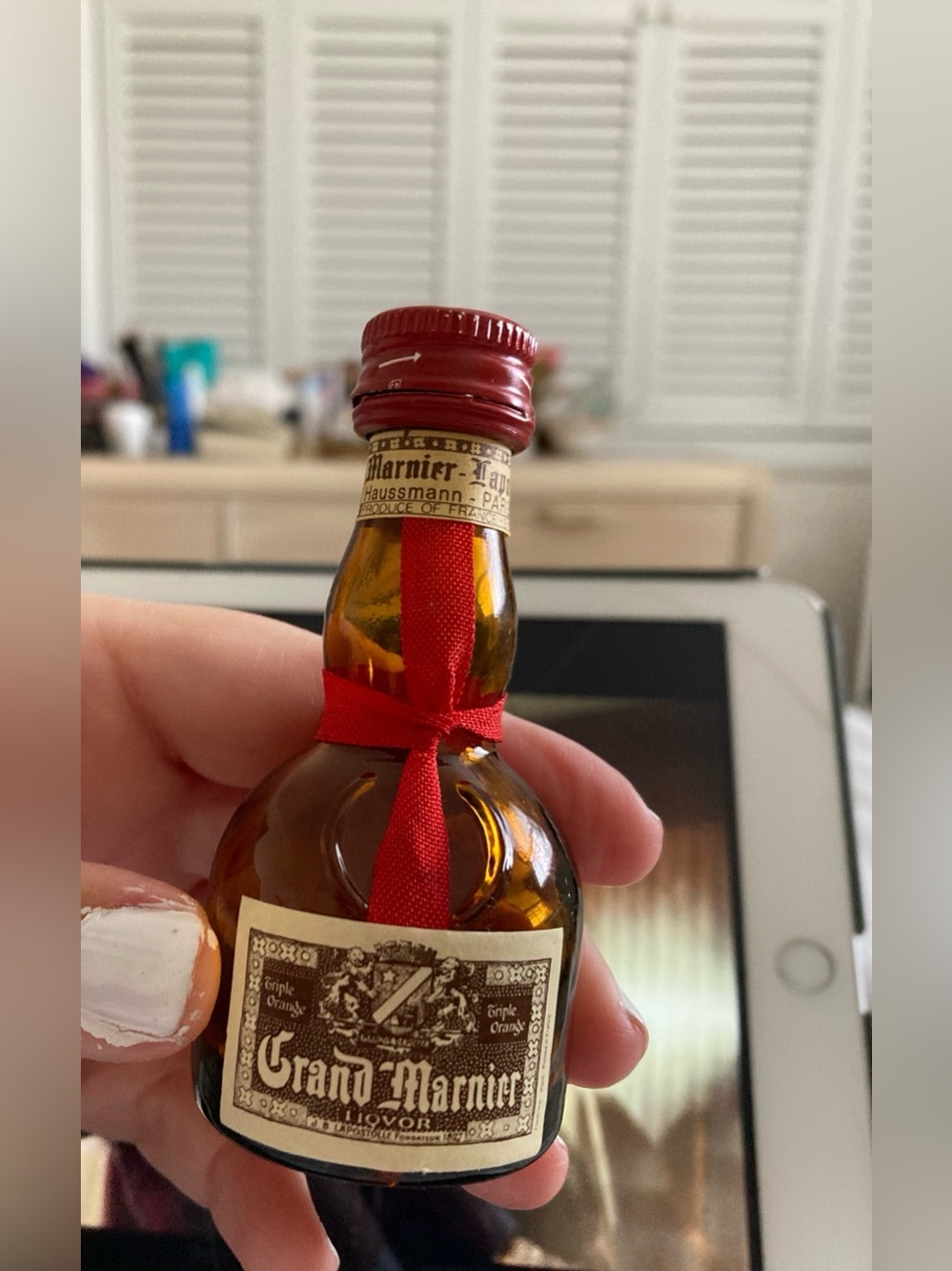 Grand Marnier Miniature Bottle - Amber with Red Ribbon